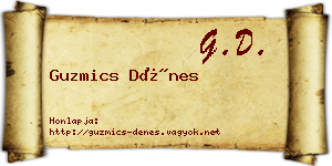 Guzmics Dénes névjegykártya