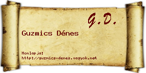 Guzmics Dénes névjegykártya